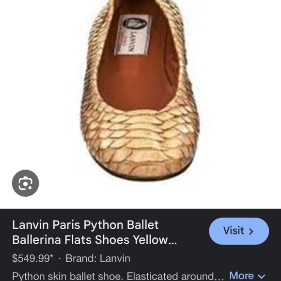 Lanvin pinkish tan genuine Python Ballerina Flats luxury designer size 8 - Picture 3 of 3